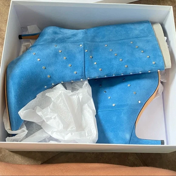 IRO Milliow Studded Blue Vintage Women's Ankle Leather Suede Boots Booties - Picture 5 of 13